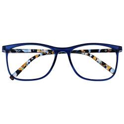 OPULIZE Arc Lesebrille Stilvolle Schlank Rechteckig Rahmen Gemusterte Bügel Federscharniere Kratzfest Blau Herren Damen R66-3 +3.00 von Opulize