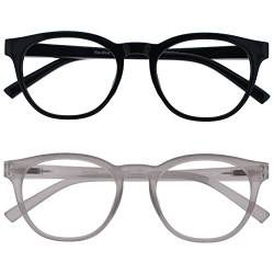 Opulize Blu-Brille Blaulichtfilter 2er Pack Cool Rund Rahmen Federscharniere Verbessern Den Schlaf Computerbrille Gaming Entspiegelt Schwarz Eis Herren Damen BB5-1C +0.00 von Opulize