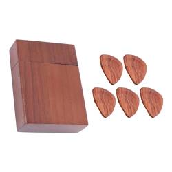 OralGos Aufbewahrungsbox aus Holz für Gitarrenplektren, tragbar, mit 5 Gitarrenplektren, Geburtstagsgeschenk von OralGos