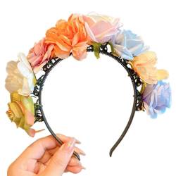 OralGos Buntes Blumen-Stirnband, böhmisches Haar-Accessoire, Cosplay, Haarreif, Clip, Hawaii-Blumen, Kränze, Haarband für Mädchen von OralGos