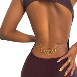 OralGos Elegante Körperkette für Damen, doppelte Schlange, Taillenkette, Bauchkette für Damen, Nachtclub, Kette, Gürtel, Körperschmuck von OralGos
