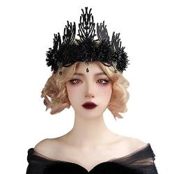 OralGos Halloween-Hexenkronen-Stirnband für Damen, perfekt für Hochzeiten und Partys, Gothic-Krone, Diadem, dunkle Serie, schwarze Kopfbedeckung, schwarz von OralGos
