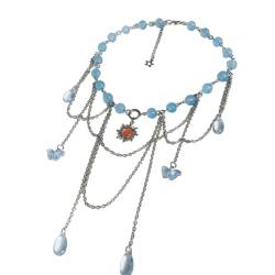 OralGos Halskette mit Mond-Stern-Anhänger, Kristallperlen, Sonnenquasten, Choker-Halskette für Damen, Party-Schmuck, sexy Accessoires, Aus Kunstharz von OralGos