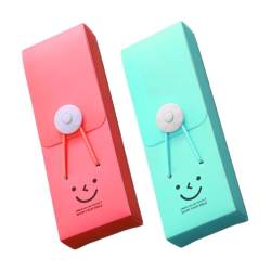 OralGos Happy Face Federmäppchen, praktische Schreibwaren-Aufbewahrungsbox, Bleistiftbehälter, leichte Bleistiftbox, Schreibwarenbehälter, Grün und Rot von OralGos