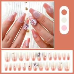 OralGos Künstliche Nägel mit Schleife, mittelgroß, quadratisch, Herzform, zum Aufdrücken auf Nägel, tragbar, künstliche Nägel, Maniküre-Zubehör von OralGos