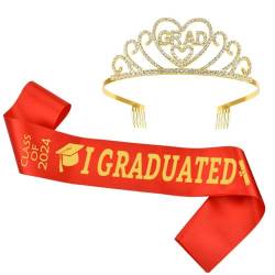 OralGos Schärpe für Abschlussfeier, Abschlussfeier, Ehrenstolen, Abschlussfeier, Strass-Krone für Studenten von OralGos