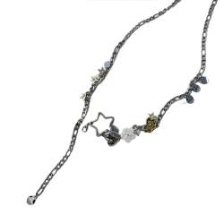 OralGos Stilvolle Herz-Blumen-Taillenkette, zierlicher hohler Stern-Anhänger, Halskette, verstellbar, 6 Stück, Schmuck für den täglichen Gebrauch, Metall von OralGos