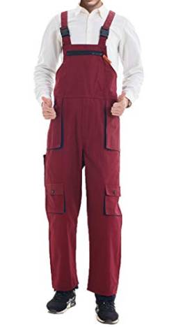 Oralidera Herren Qualität Latzhosen Arbeitskleidung Arbeitshose mit Multifunktionalen Taschen Robuste Arbeits-Latzhose, Weinrot, XL von Oralidera