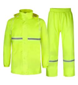 Oralidera Herren Regenanzug Wasserdicht 2 Stück Regenjacke mit Regenhose Fahrrad Regenbekleidung Reflektierend Regenkombi ohne Tasche, Grün, L von Oralidera