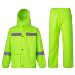 Oralidera Herren Regenanzug mit Kapuze Reflektierender Winddicht Regenjacke und Regenhose Wasserdichter Arbeitskleidung Jacke und Hose Set für Herren, B-Grün, M von Oralidera