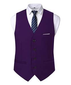 Oralidera Herren Slim Fit Sakko Business Weste Anzugweste Freizeit V-Ausschnitt Ärmellose Westen Hochzeit Knopfleiste Anzug Weste von Oralidera