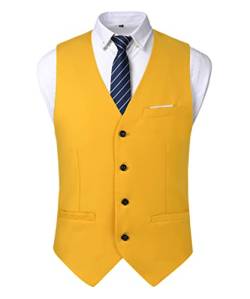 Oralidera Herren Slim Fit Sakko Business Weste Anzugweste Freizeit V-Ausschnitt Ärmellose Westen Hochzeit Knopfleiste Anzug Weste von Oralidera