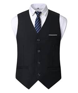 Oralidera Herren Slim Fit Sakko Business Weste Anzugweste Freizeit V-Ausschnitt Ärmellose Westen Hochzeit Knopfleiste Anzug Weste von Oralidera