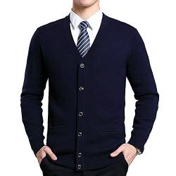 Oralidera Herren Slim Fit V-Ausschnitt Strickjacke Feinstrick Merino-Cardigan Weste Männer Langarm Pullover mit Knopfverschluss von Oralidera