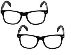 Oramics Hornbrille ohne Stäke für Frauen und Männer Nerdbrille Retro Brille (2x Schwarze Nerd Brille) von Oramics
