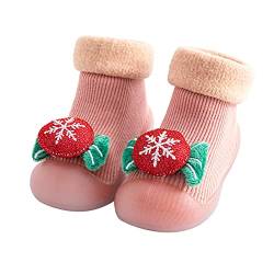 Orbgons rutschfeste Weihnachtsschuhe für Kleinkinder mit weicher Sohle Schuhe Weihnachten Cartoon Kleinkind Prewalker Baby 3D Mädchen Socken Jungen Babyschuhe (Pink, 24) von Orbgons