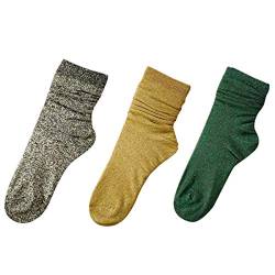 Orcle 2 Paar Damen-Socken, Glitzer, knöchelhoch, Retro-Socken, 3 Paar, Einheitsgröße von Orcle