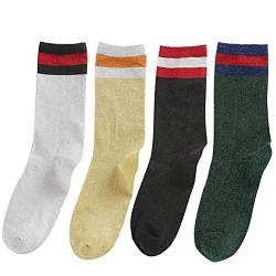 Orcle 2 Paar Damen-Socken, Glitzer, knöchelhoch, Retro-Socken, B 4 Paar, Einheitsgröße von Orcle