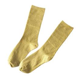 Orcle 2 Paar Damen-Socken, Glitzer, knöchelhoch, Retro-Socken, gold, Einheitsgröße von Orcle