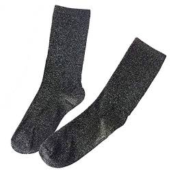 Orcle 2 Paar Damen-Socken, Glitzer, knöchelhoch, Retro-Socken - Weiß - Einheitsgröße von Orcle