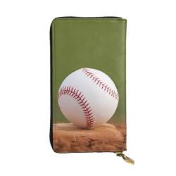 Baseball-Druck Lange Leder Geldbörse für Männer Frauen Wasserdicht Tragbare Clutch Tasche Münzbörse für Reisen Mädchen Einkaufen Büro Geschenk, Schwarz , Einheitsgröße von OrcoW