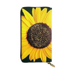 Bloom Sunflower Print Lange Leder Geldbörse für Männer Frauen Wasserdicht Tragbare Clutch Tasche Münzbörse für Reisen Mädchen Einkaufen Büro Geschenk, Schwarz , Einheitsgröße von OrcoW