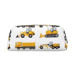 Cartoon Heavy Machinery Truck Printed Pencil Case Leather Makeup Bag Portable Travel Toiletry Bag Zipper Small Storage Bag for Women Girls, silber, Einheitsgröße, Kulturbeutel von OrcoW