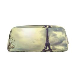 Eiffelturm Paris Bedrucktes Federmäppchen Leder Make-up Tasche Tragbare Reise Kulturbeutel Reißverschluss Kleine Aufbewahrungstasche für Frauen Mädchen, gold, Einheitsgröße, Kulturbeutel von OrcoW