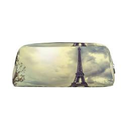 Eiffelturm Paris Bedrucktes Federmäppchen Leder Make-up Tasche Tragbare Reise Kulturbeutel Reißverschluss Kleine Aufbewahrungstasche für Frauen Mädchen, silber, Einheitsgröße, Kulturbeutel von OrcoW