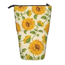 Fresh Sunflower Stand Pencil Holder Retractable Telescopic Pencil Case Cute Pen Pouch Pop Up Pencil Bag Portable Multifunctional Makeup Bag Stationery Organizer for School Office, Schwarz , von OrcoW