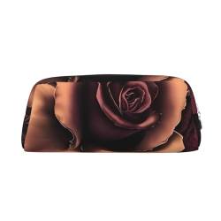 Gothic Rose Bedrucktes Federmäppchen Leder Make-up Tasche Tragbare Reise Kulturbeutel Reißverschluss Kleine Aufbewahrungstasche für Frauen Mädchen, silber, Einheitsgröße, Kulturbeutel von OrcoW