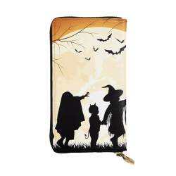 Halloween Kürbis Druck Lange Leder Geldbörse für Männer Frauen Wasserdicht Tragbare Clutch Tasche Münzbörse für Reisen Mädchen Einkaufen Büro Geschenk, Schwarz , Einheitsgröße von OrcoW