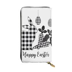 Happy Easter Print Lange Ledergeldbörse für Männer Frauen Wasserdicht Tragbare Clutch Tasche Münzgeldbörse für Reisen Mädchen Einkaufen Büro Geschenk, Schwarz , Einheitsgröße von OrcoW