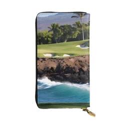 Hawaii Strand Golfplatz Druck Lange Leder Geldbörse für Männer Frauen Wasserdicht Tragbare Clutch Tasche Münzbörse für Reisen Mädchen Einkaufen Büro Geschenk, Schwarz , Einheitsgröße von OrcoW