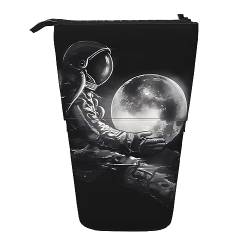 Mond Astronaut Ständer Bleistifthalter Einziehbares Teleskop-Bleistiftetui Niedliche Stifttasche Pop Up Bleistift Tasche Tragbare Multifunktionale Make-up Tasche Schreibwaren Organizer für Schule von OrcoW