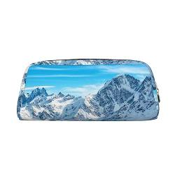 Mountain Sunny Sky Printed Pencil Case Leather Makeup Bag Portable Travel Toiletry Bag Zipper Small Storage Bag for Women Girls, gold, Einheitsgröße, Kulturbeutel von OrcoW