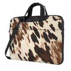 OrcoW Laptoptasche mit Kuh-Druck, Schultertasche, Kuriertasche, wasserdicht, Laptoptasche, Aktentasche mit Griff, für 33 - 35,6 cm (13 - 14 - 15,6 Zoll), Schwarz , 15.6 inch von OrcoW