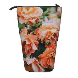 Roses Flowers Stand Pencil Holder Retractable Telescopic Pencil Case Cute Pen Pouch Pop Up Pencil Bag Portable Multifunctional Makeup Bag Stationery Organizer for School Office, Schwarz , von OrcoW