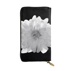 Weiße Blumen Drucken Lange Leder Geldbörse für Männer Frauen Wasserdicht Tragbare Clutch Tasche Münzbörse für Reisen Mädchen Einkaufen Büro Geschenk, Schwarz , Einheitsgröße von OrcoW