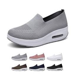 Ordaba Orthopädische Turnschuhe Für Damen, Orthopädische Plateau-Turnschuhe Bequeme, Slip-on-Luftpolsterschuhe Mit (Grau, Erwachsene, Damen, 41, Numerisch, EU Schuhgrößensystem, M) von Ordaba