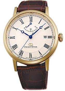 Orient Star Klassisch Herren Uhr Automatik Gangreserveanzeige Gold Gehäuse mit Leder Armband SEL09002W von Orient