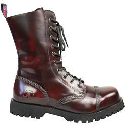 Alpha Rangers 10-loch Boot Ranger Festival Army Gothic Leder Springerstiefel Weinrot Rub Off 5010 UK 4 / EU 38 von Original Alpha Rangers