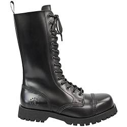 Alpha Rangers 14-loch Boot Festival Army Gothic Leder Springerstiefel Stahlkappe Glattleder Schwarz 5026 UK 3-3,5 / EU 37 von Original Alpha Rangers