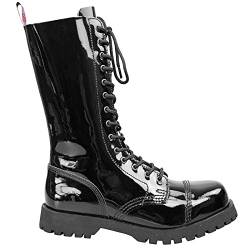 Alpha Rangers 14-loch Boot Festival Army Gothic Leder Springerstiefel Stahlkappe Schwarz Lack 5030 UK 10 / EU 44 von Original Alpha Rangers