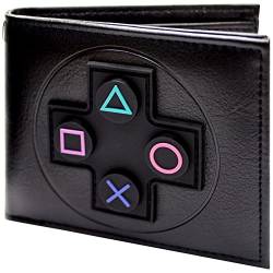 PS2 Konsole Spielcontroller Ikone Tasten Geldbörse/Geldbeutel Bi-Fold ID- & Kartenhalter, Schwarz von Original Hardware