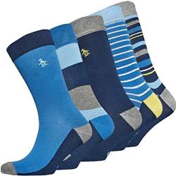 ORIGINAL PENGUIN Herren-Socken, 5er-Pack, Blau / Grau meliert / Gelb, 7-11 von Original Penguin