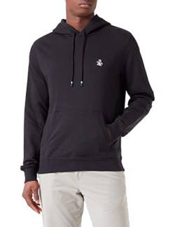 Original Penguin Herren L/S Sticker Pete Pullover Fleece Hoodie Kapuzenpullover, True Black, M von Original Penguin