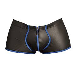 Orion Herren-Pants - eng anliegende Boxer-Shorts für Männer, mit Front-Reißverschluss, farblichen Kontrast-Nähten, im Matt-Look, schwarz/blau von Orion