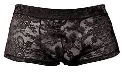 Orion Herren-Pants - erotische Boxer-Shorts für Männer, mit sexy Spitzen-Besatz und Po-Kontur-Naht, breitem Gummi-Bund, schwarz von Orion