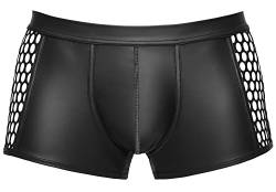 Orion Herren-Pants - verführerische Boxer-Shorts für Männer, mit transparentem Netz-Stoff, in Matt-Leder-Optik, niedrige Bund-Höhe, schwarz von Orion